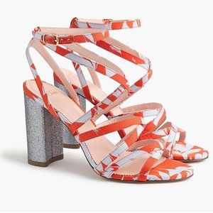J. Crew floral strappy block heel sandal Size 11